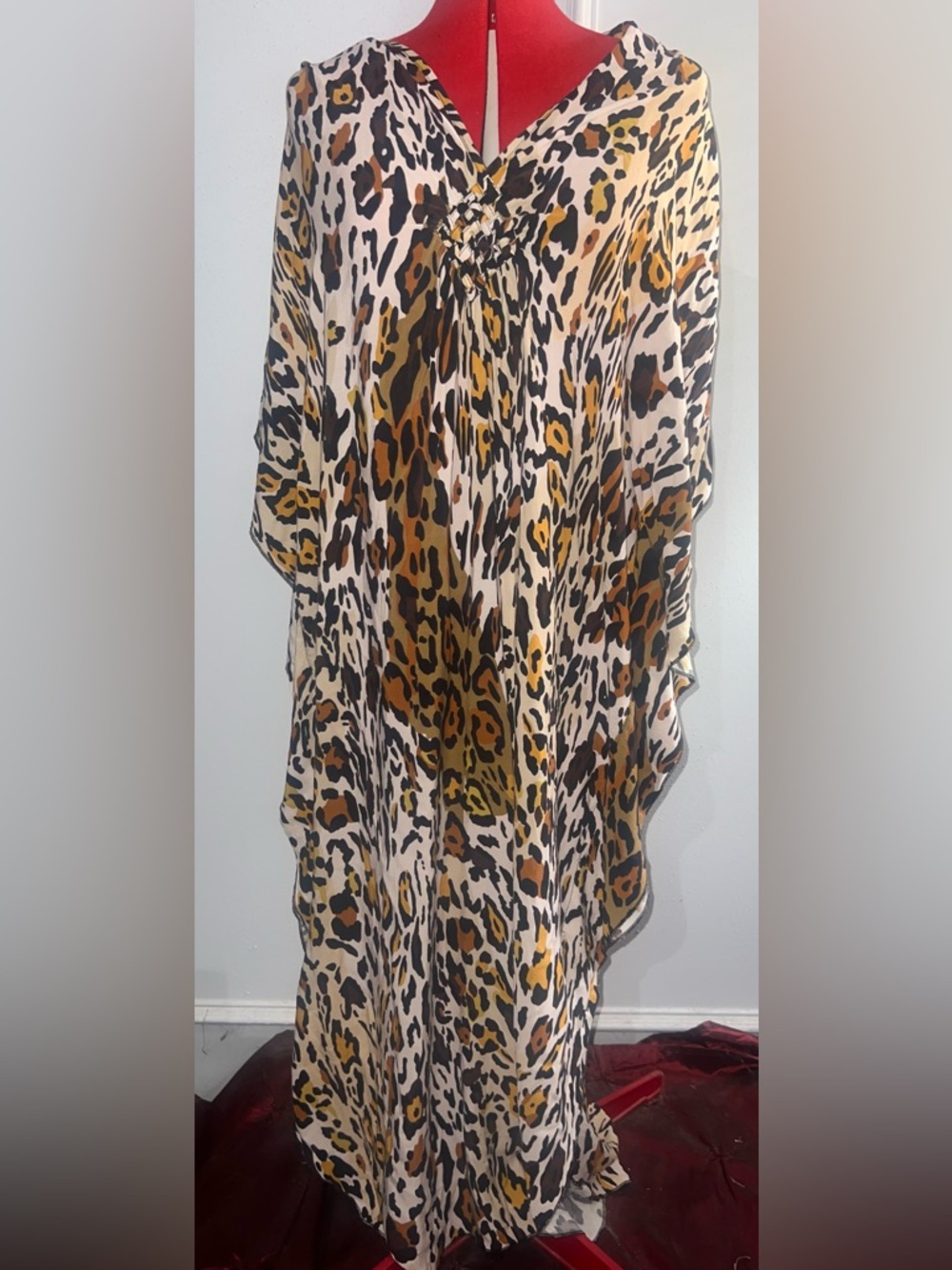 Leopard Print Kaftan Dress - Beige, Black & Gold Tones Moo Moo